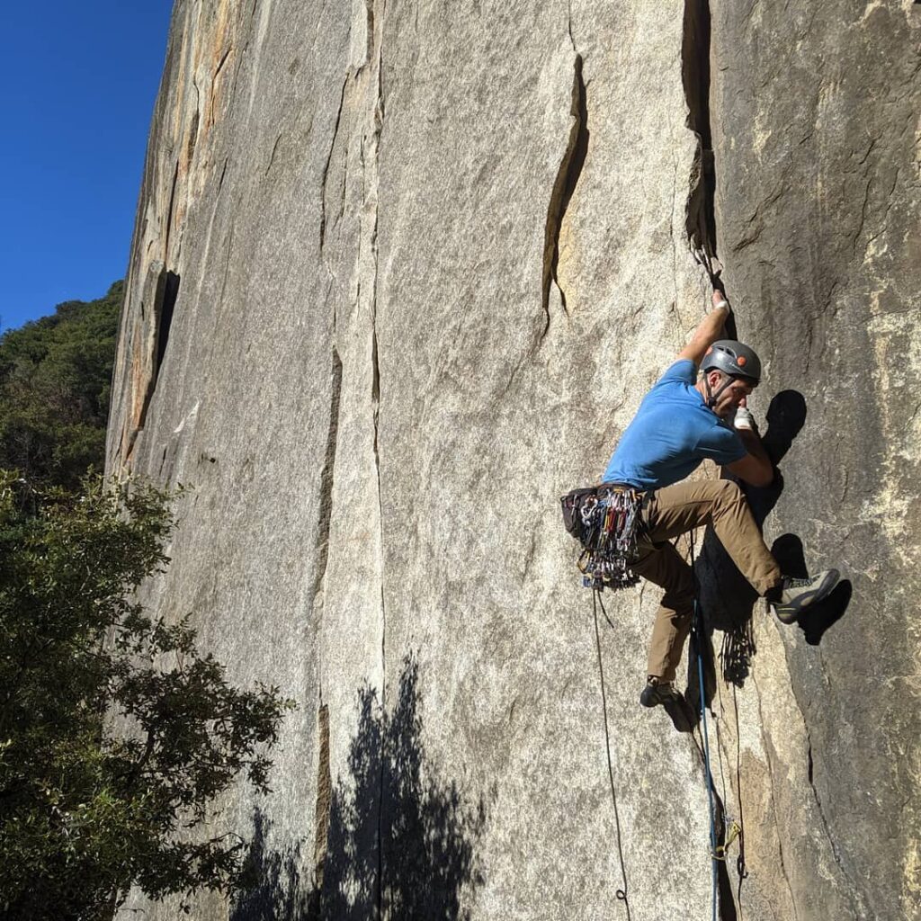 man rock climbing in Yosemite