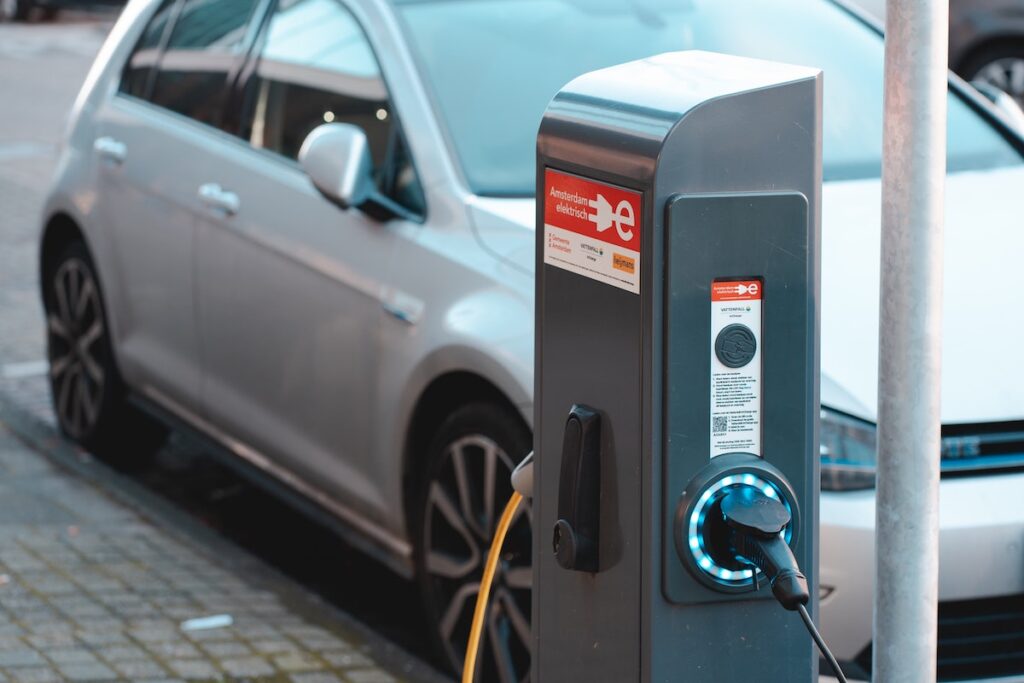 car parked at an electric vehicle charging station